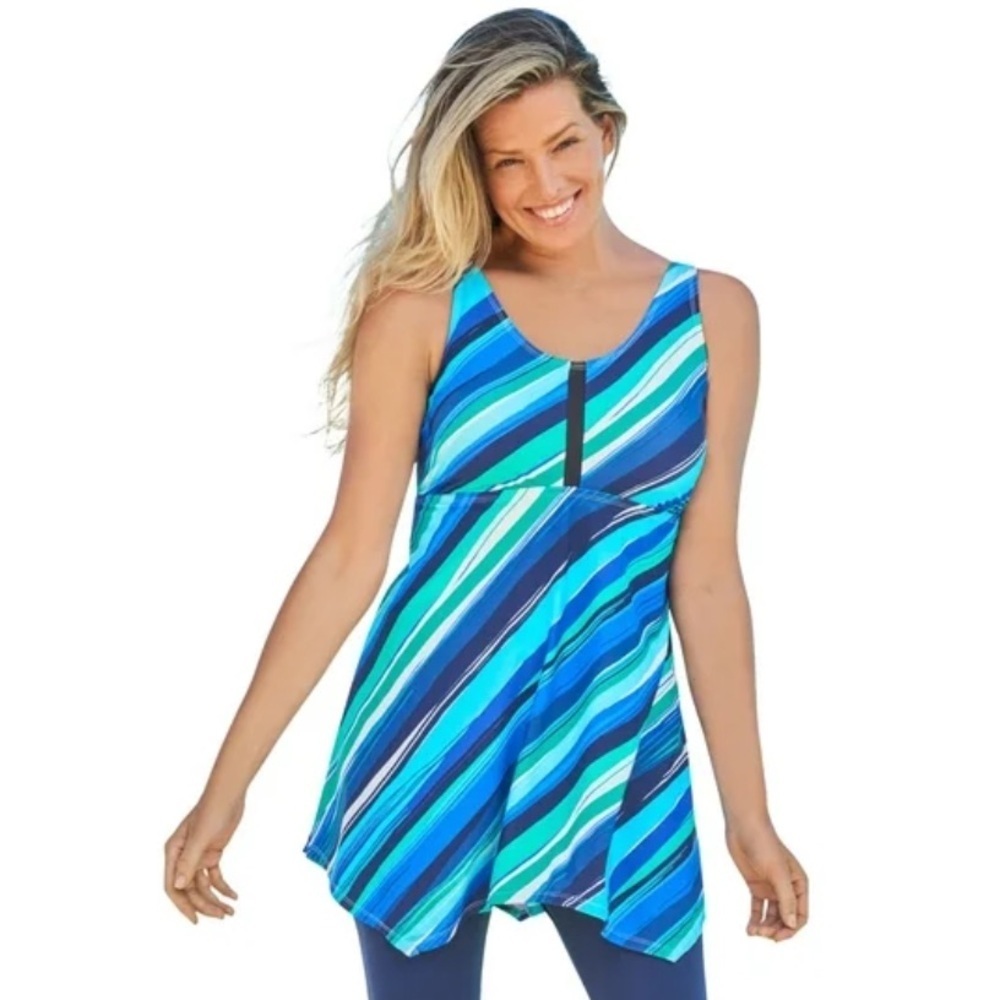 Swim 365 Kim Gravel plus size 40 longer length tankini 
Swimming top